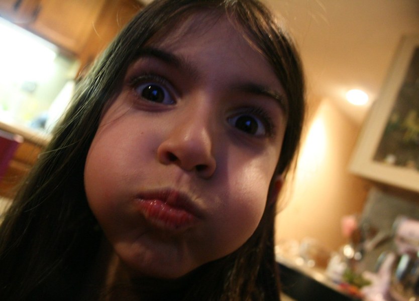 Girl holding her breath